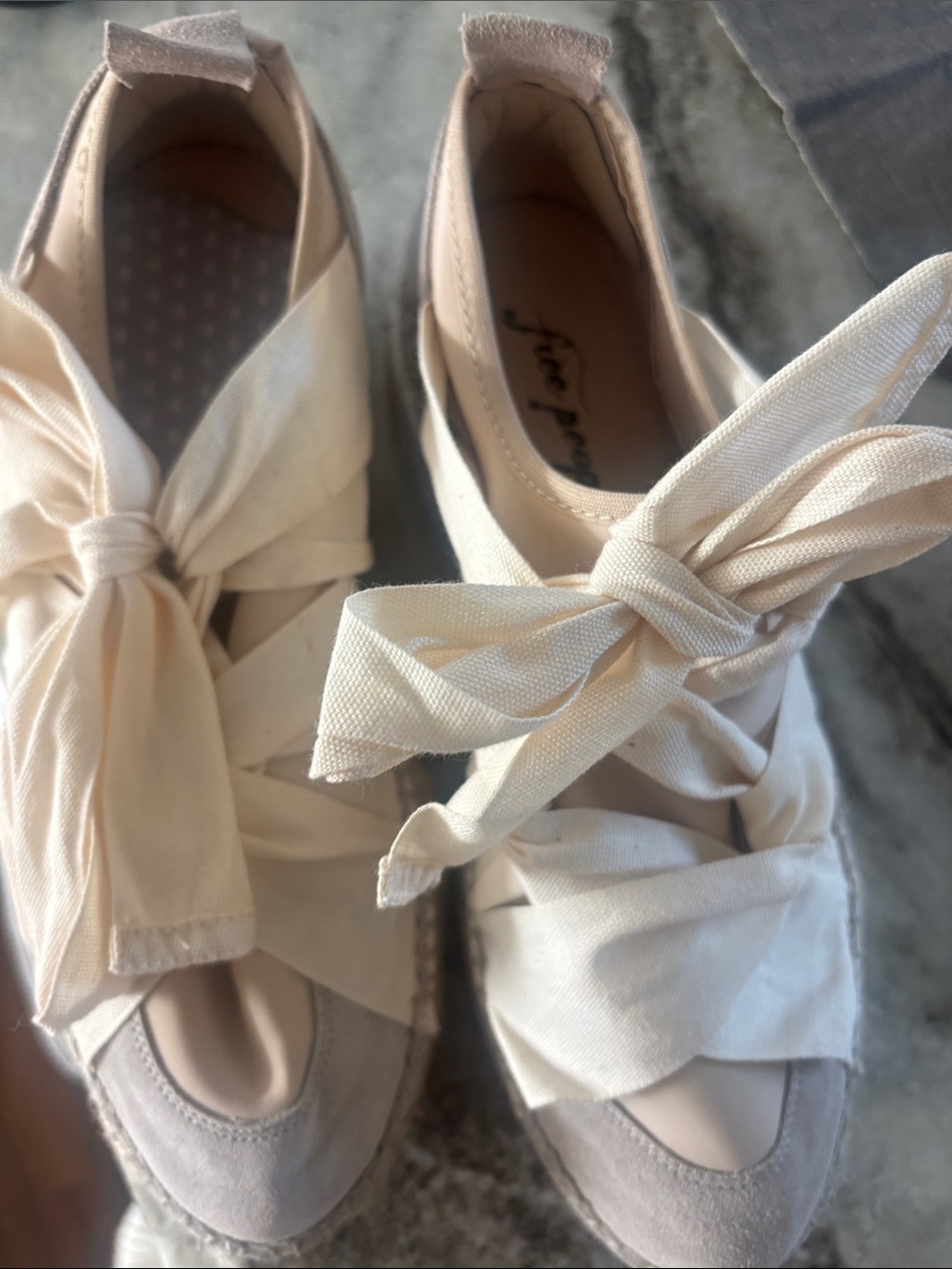 Free People Cream Bow-Front Women's Sneakers